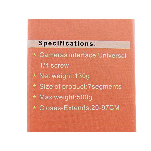 Monopod Z07-1 Orange Handheld Extendable Self-Portrait Selfie Stick Camera GoPro - Picture 3 of 9